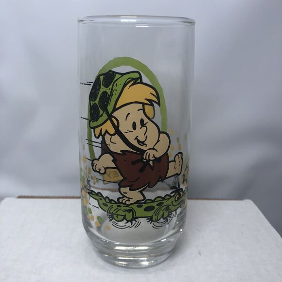 Vintage The Flintstone Kids Barney Rubble 1986 Pizza Hut Drinking Glass Promo - Picture 3 of 5